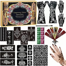 Temporary Tattoos Kit - Large 12 Sheets Temporary Tattoo Stencil Kit - 78 Uni...