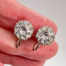 Sparkly screw back earrings silver metal Art Deco style 1cm vintage jewellery