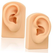 2 Pcs Soft Silicone Ear Models - Left and Right Flexible Fake Ear Piercing
