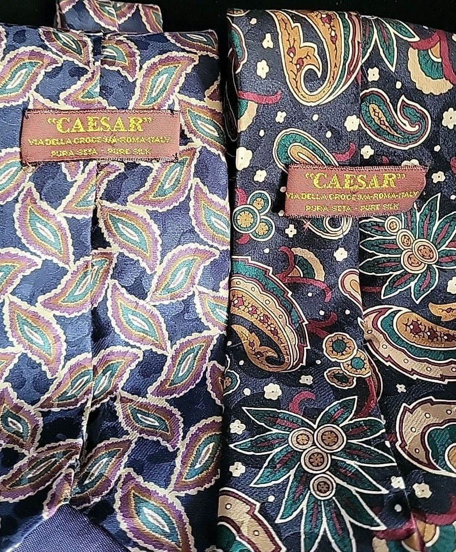 Two CAESAR Mens Classic Ties Patterned 100% Silk … - image 6