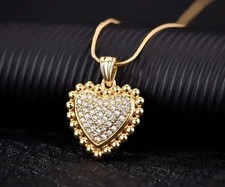 Heart Pendant 2Ct Round Cut Lab Created Diamond 14K Yellow Gold Plated