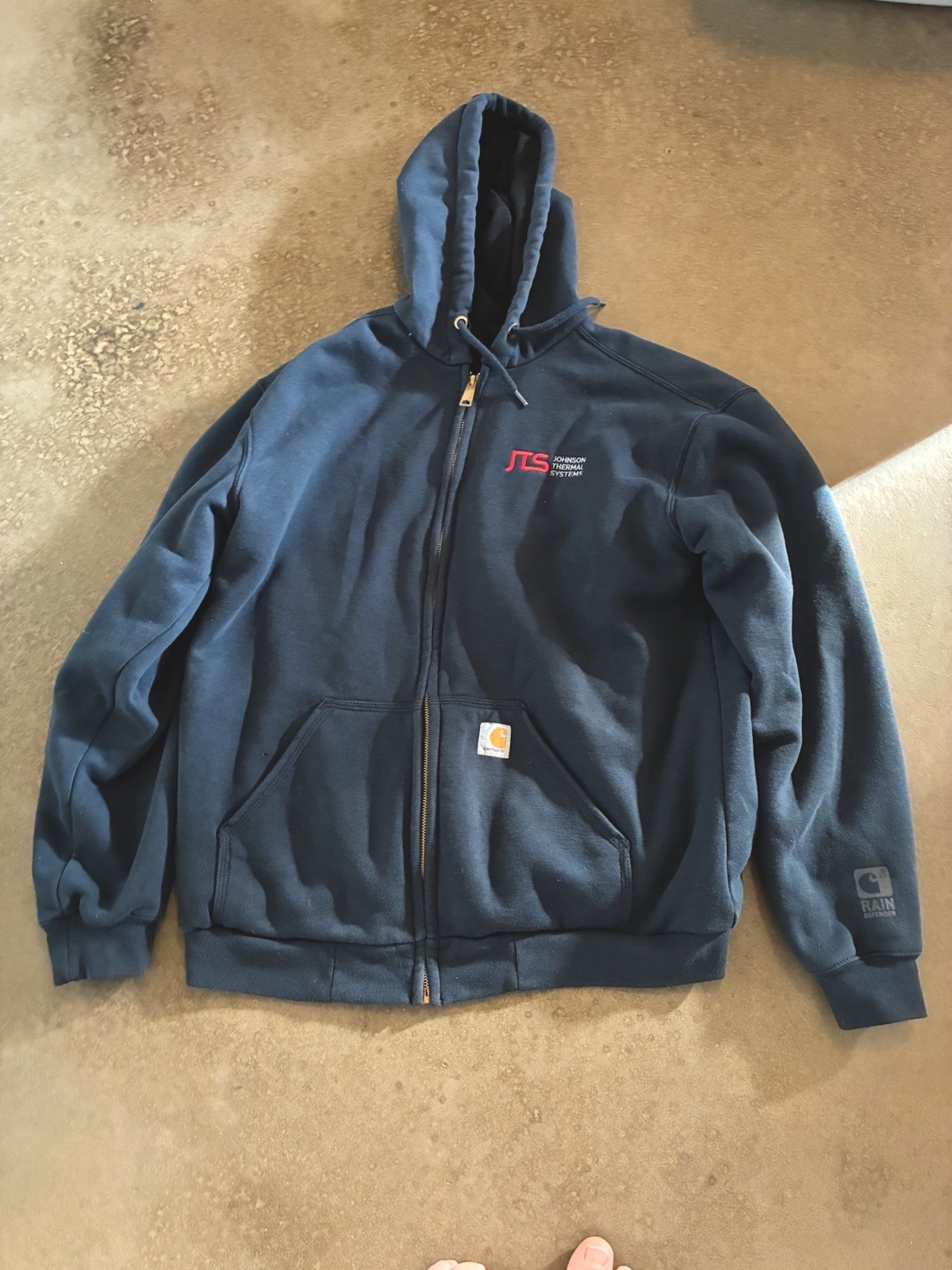 Carhartt Rain Defender Full Zip Fleece Hoodie Navy Blue Men's Outdoor Workwear