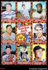 Mickey Mantle, Whitey Ford Multi Signed Uncut Cracker Jack Sheet AUTO JSA LOA