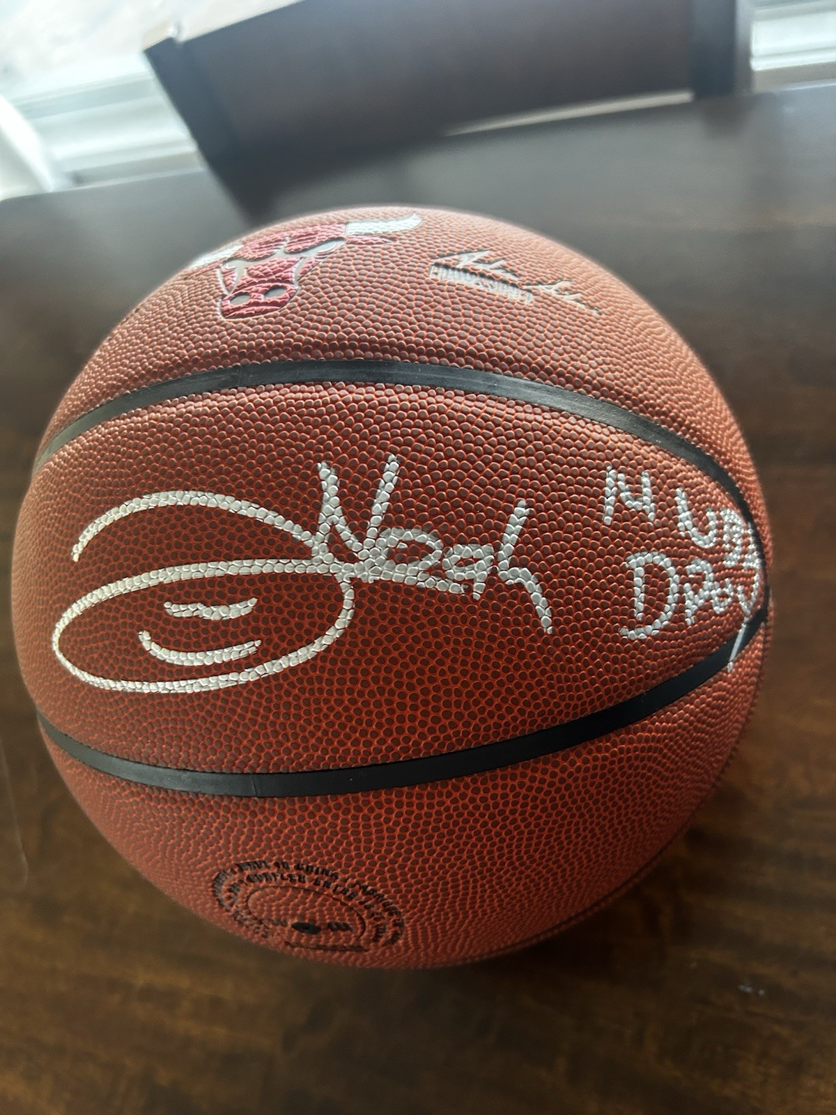 Joakim Noah Autographed Signed Chicago Bulls Wilson Logo NBA Basketball with Schwartz COA 
