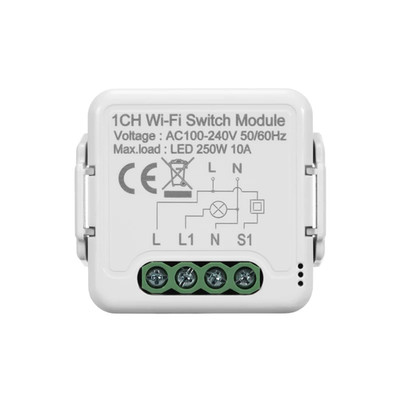 Tuya DIY Breaker Wifi Smart Light Switch Module 10A 100-240V Two Way App Remote 