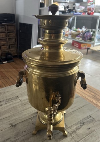 Antique Russian Brass Samovar Tea Urn Heavy Brass Untested Beautiful