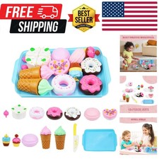15 PCS Pretend Play Food Set - Play Food for Kids Kitchen - Pretend Cutting P...
