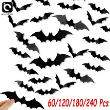 Bats Wall Decor 3D Halloween Decoration Stickers 4 Size Home Wall Spooky Decals