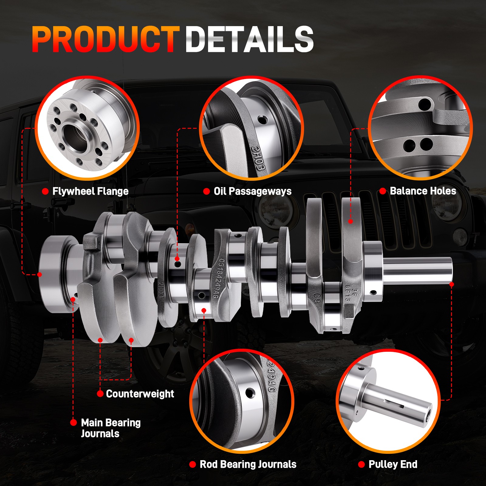 Engine Crankshaft & Bearing Kit For 2011-2018 Chrysler Dodge Jeep 3.6L