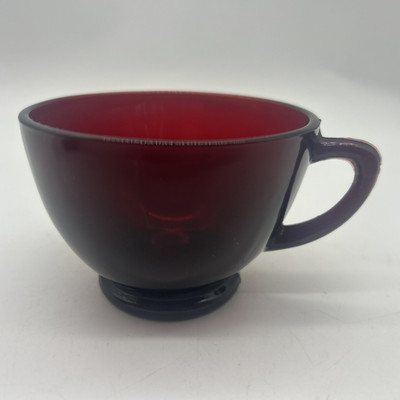 Vintage MCM Anchor Hocking Royal Ruby Red Pressed Glass Tea Coffee Cups 2.25 