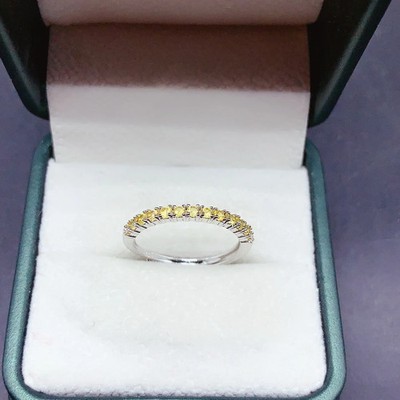 Natürlicher Citrin Bandring 2 mm 925 Sterling Silber mit Platin, Citrin Ringe