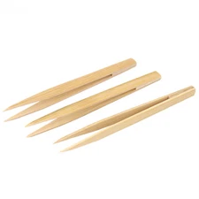 3pcs Bamboo Nonslip Anti-static Pointed Tip Straight Tweezer Repair Tool