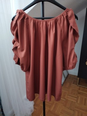 Bluse Off-Shoulders, S, Braun/Karamell/Cognac, v. Zanzea Collection, Neu