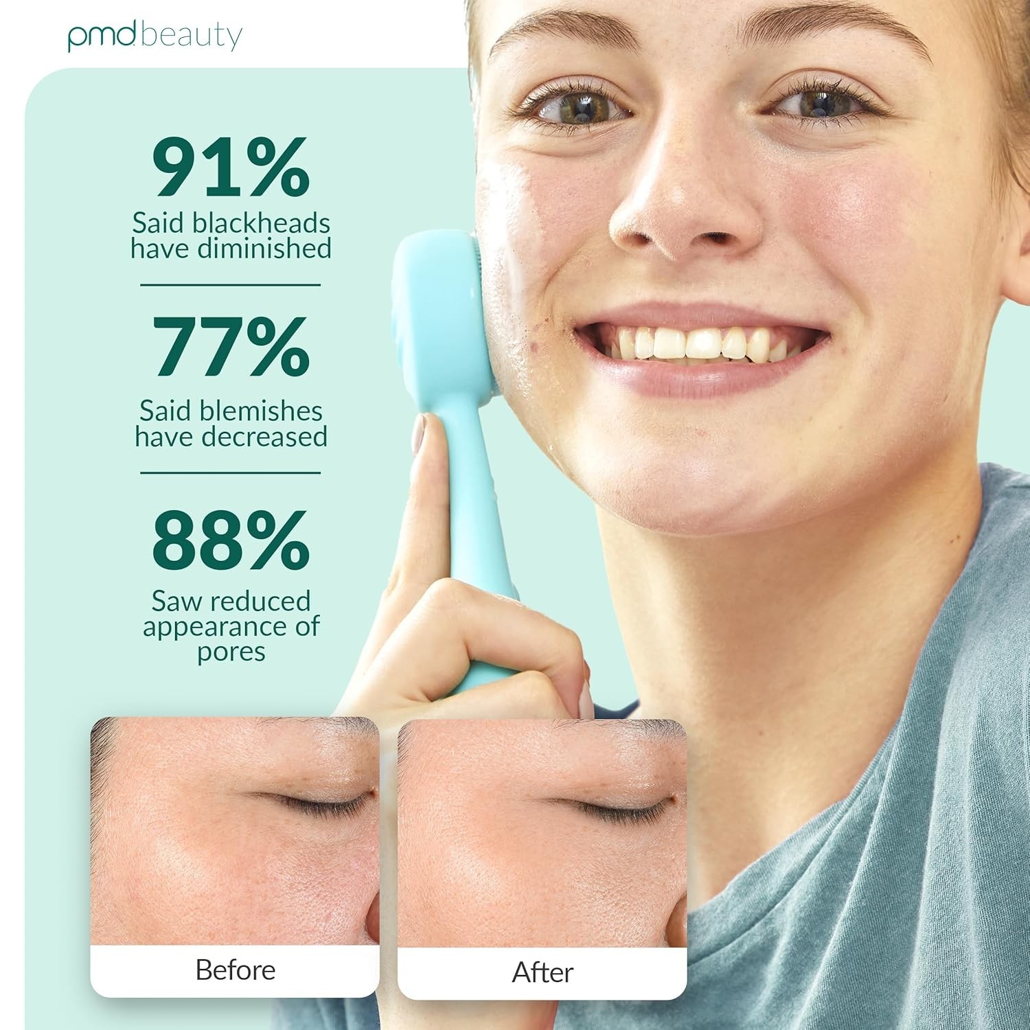 PMD Clean Smart Facial Cleansing Device with Silicone Brush & Anti-Aging Massage