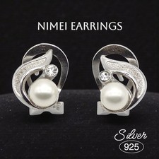 Orecchini Nimei Earings - Perla, Pavè di Brillanti e Argento .925