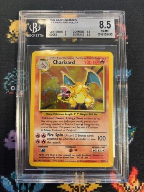 1999 Base Set Charizard Holo 4/102 BGS 8.5 GTC5493 TCGG