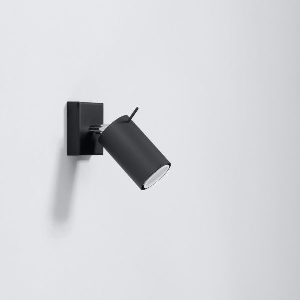 Applique murale design acier noir GU10 avec interrupteur Ring