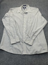 Stafford Shirt Mens Size 17 34/35 White Striped Dress Wrinkle-Free Classic