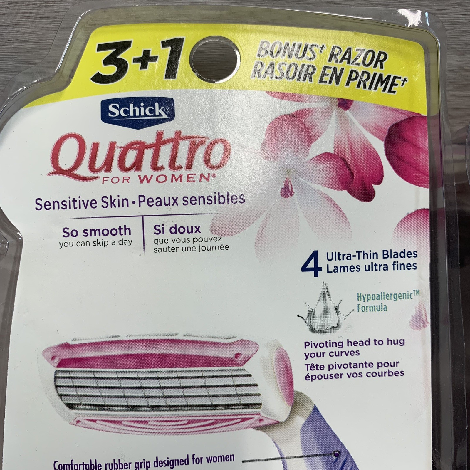 Schik Razor 8 Schick Quattro Women’s Sensitive Skin Hypoallergenic Disposable ...