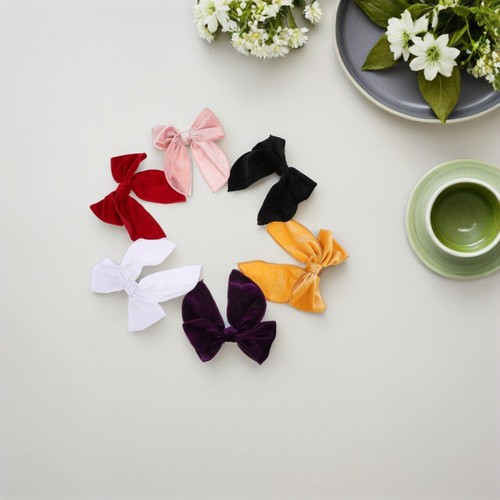12 Pcs Velvet Hair Bow Clips Big Bows for Kids Toddlers Teens School Party - Bild 8 von 12