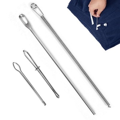 4Pcs Drawstring Threader Tool, Stainless Steel Threading Tool Kit with Silver 