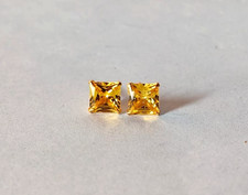 4 Prong Princess Cut CZ Yellow Stone Stud Earring in Gold Plated Gift for Women