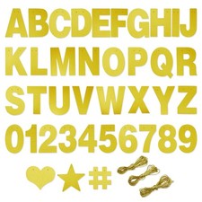 DIY Gold Glitter Banner Kit with Letters, Numbers, and Symbols 130 Pcs