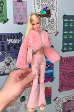 For 11.5" Doll Trench Fur Coat Flared Pants Outfits Vintgae Fashion Doll Clothes