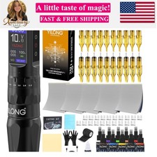 Wireless Tattoo Pen Machine Kit Adjustable 6-Stroke, 1200mAh Power Supply, ...