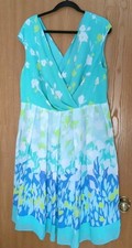 Adrianna Papell Floral Blue Sleeveless V-Neck Dress Size 18W Pre-Owned