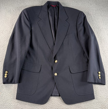 Jos. A. Bank Blazer Mens 44R Navy Blue Gold Crest Buttons Preppy Wool Sport Coat