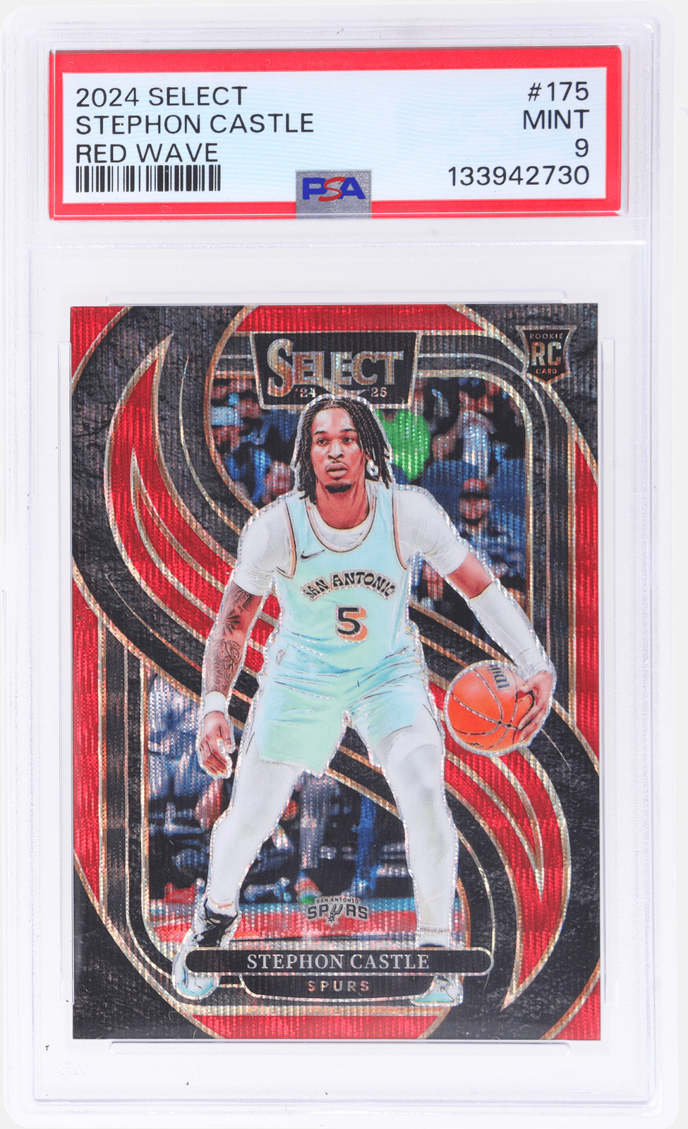 2024 Panini Select Stephon Castle Premier Level Red Wave #175 /75 PSA 9
