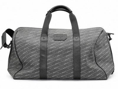 Bally Switzerland Logo Print Weekend Duffel Travel Bag with Shoulder Strap