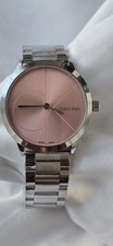 Damen Armbanduhr Quarz Analog Edelstahl silber rosa