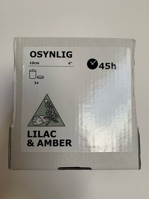 IKEA OSYNLIG LILAC & AMBER Scented Candle 10cm NEW 404.919.06