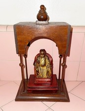 Chinese Home Portable Altar Ksitigarbha Bodhisattva Seated Staff Netherworld