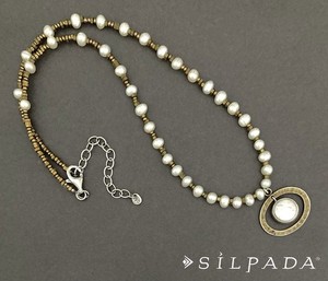 SILPADA Sterling Silver & Brass GO COASTAL Pearl Beaded Necklace~#N1894~RETIRED!