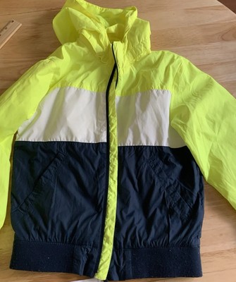 H&M Boys Size 6-8 Y Wind Rain Jacket Full Zip Detach Hooded Red Yellow Blue