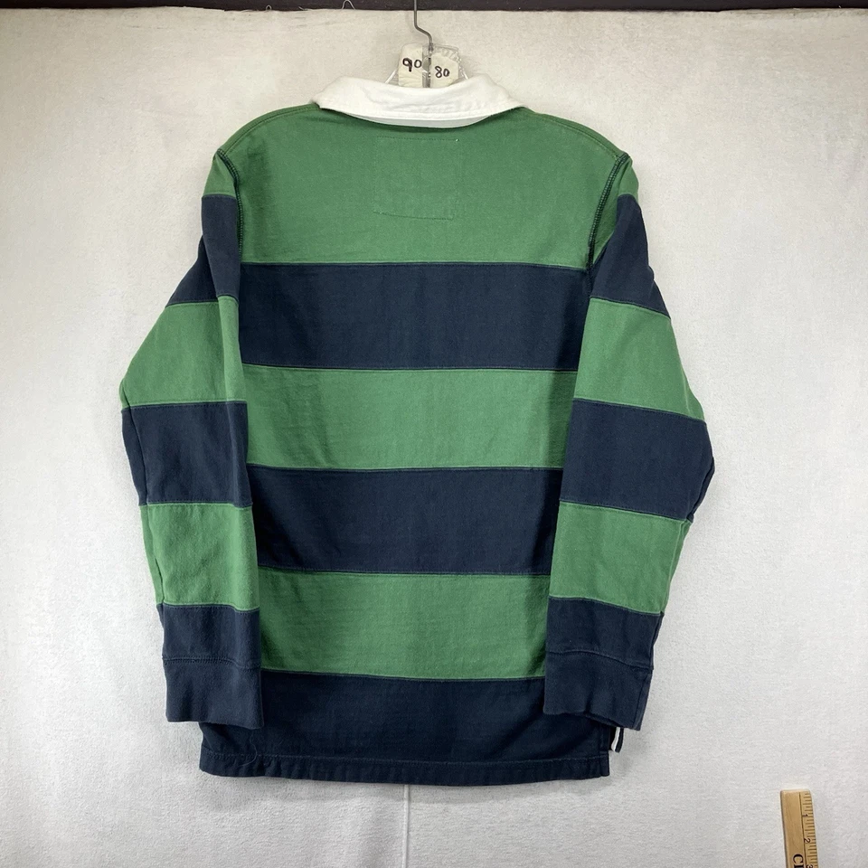 Polo Urban Outfitters Rugby Manga Longa Verde Marinho Gola Branca Meninos Grande Pesado - Imagem 2 de 4