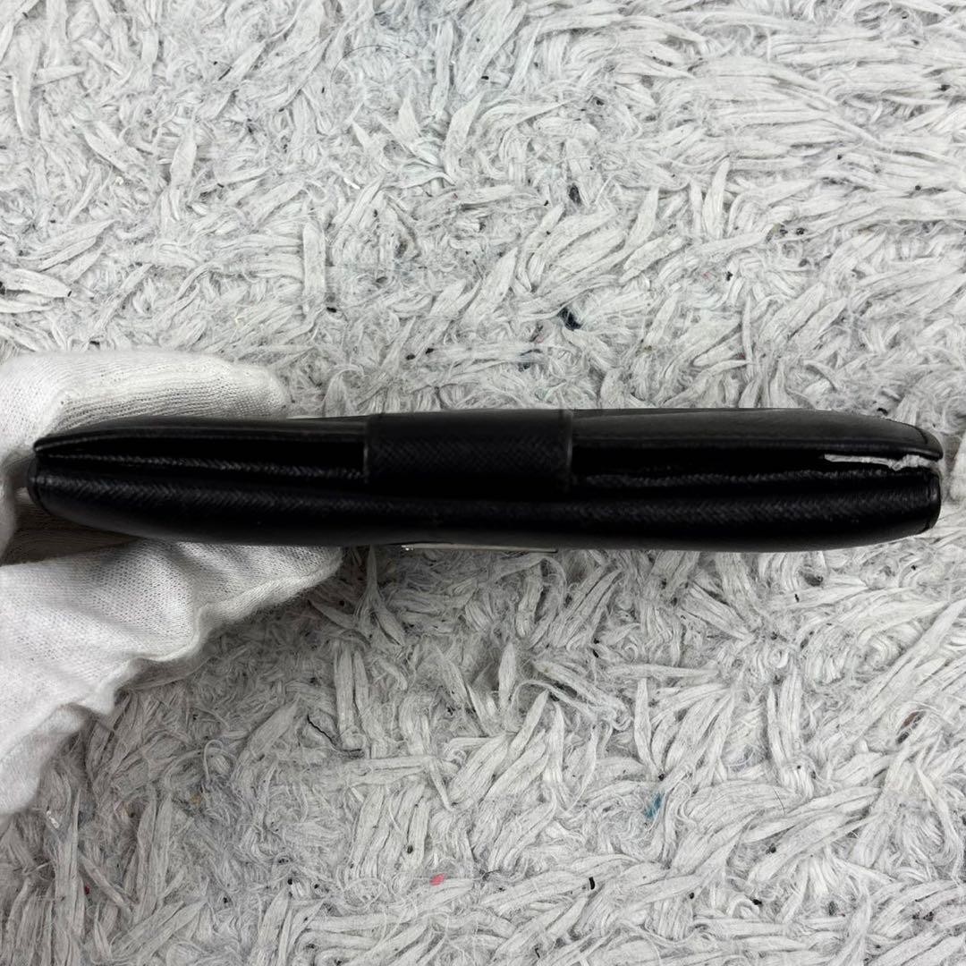 PRADA Saffiano Leather Compact Bifold Wallet Triangle Logo Black 4.3x6.3x0.8" thumbnail 4