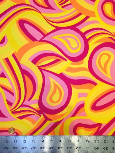 Bright Psychedelic Retro Pattern on Heavy Stretch Nylon Spandex Fabric - Picture 10 of 15