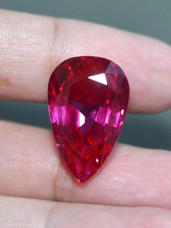 38.65 Ct 23.92x15.16 MM Pear Red Ruby Sapphire Lab Corundum R9516 - Image 3 of 4