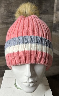 Pink Women's Hat Puff Ball On Top Knit Beanie Soft Inside | eBay