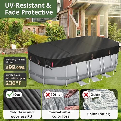 Oval Pool Cover with Fast Tightening Ratchet for Above Ground Pools, 10x16 Ft - Picture 6 of 7