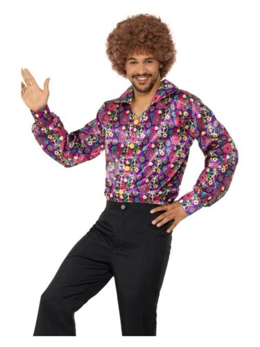 Mens 60s Costume Hippie Hippy 70s Psychedelic Cnd Shirt 1960s Disco Dance  Retro | eBay