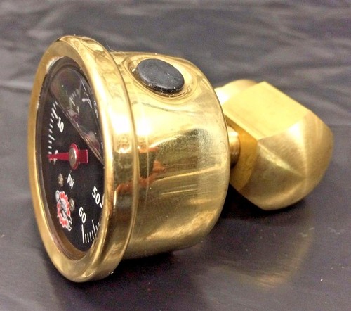 BRASS Oil Pressure Gauge & Rocker Box Shaft End Harley Ironhead Shovelhead black - Afbeelding 2 van 6