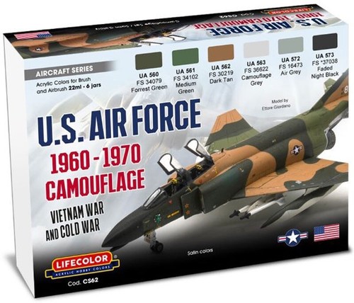 Juego de camuflaje Lifecolor #LFC-CS62 Fuerza Aérea de los Estados Unidos 1960-70 Vietnam y Guerra Fría