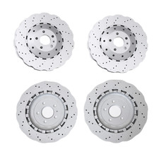 NEW For RS7 14-16 Set of Front & Rear Vented Drilled Dimpled Disc Brake Rotors