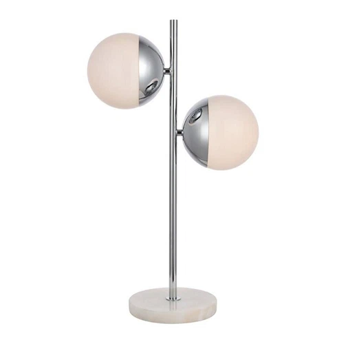 Living District Eclipse 2-Light Metal & Glass Table Lamp in Chrome/Frosted White - Picture 1 of 5