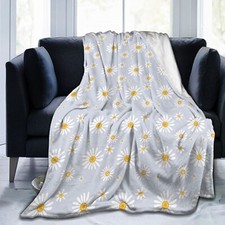 Little Daisy Flowers Fleece Throw Blanket Ultra Soft Cozy Decorative Flannel ...